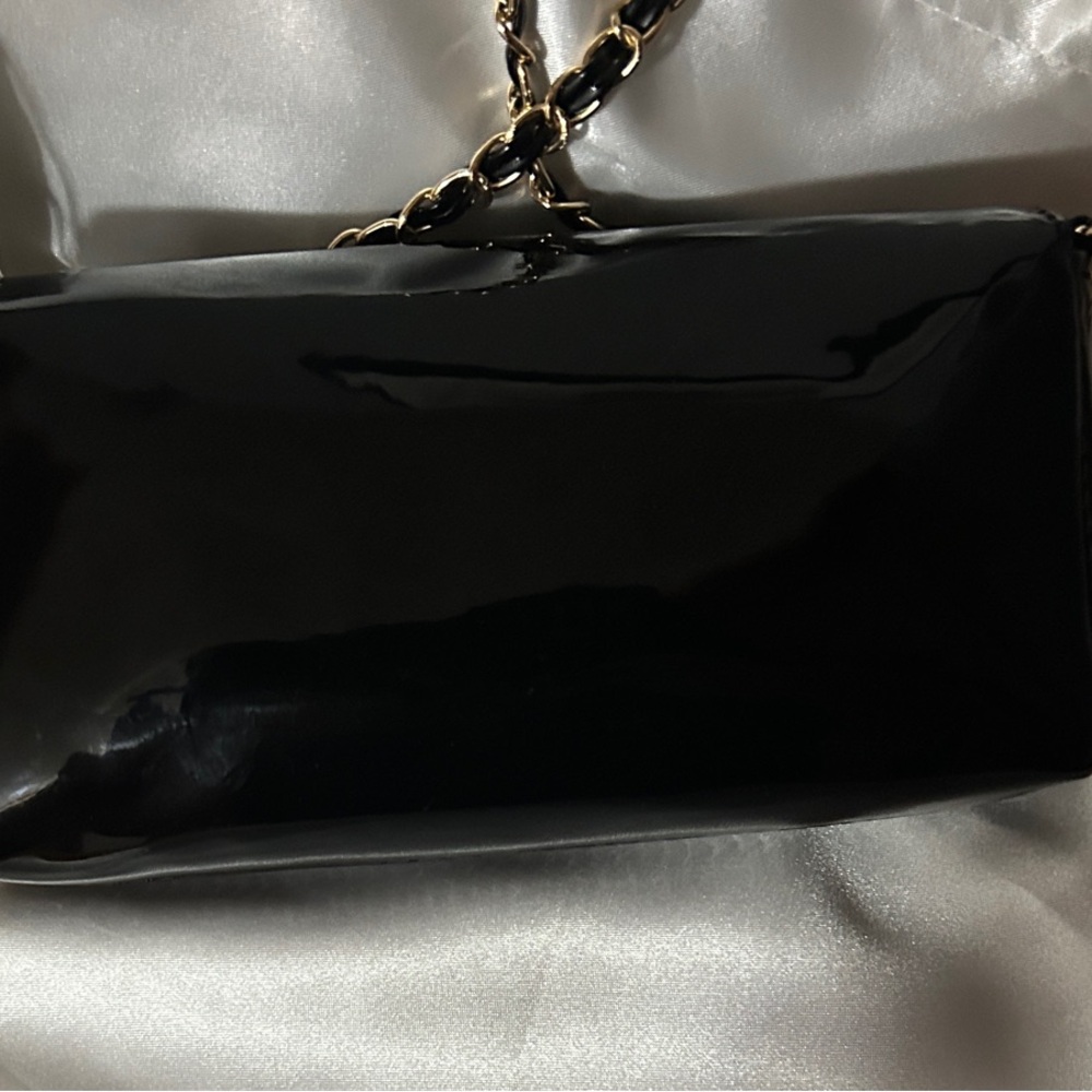 Valentino Orlandi Glossy Black Clutch or Crossbody NWT $210 Retail - Picture 4 of 11